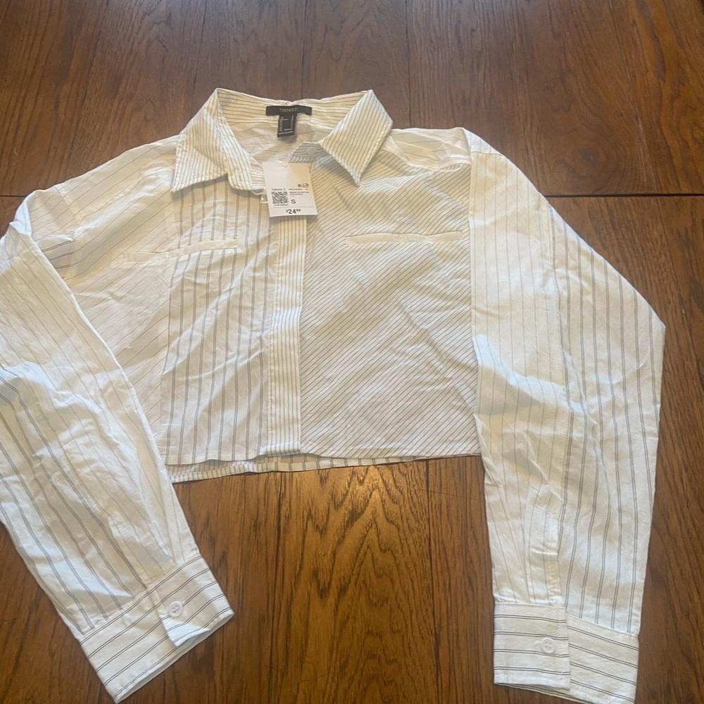 Forever 21 White and Black Striped Shirt